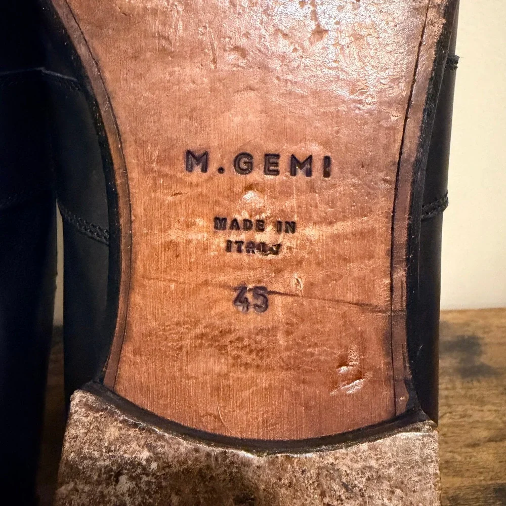 M.Gemi Mens Black Leather Penny Loafers Made in Italy Size 45 9861